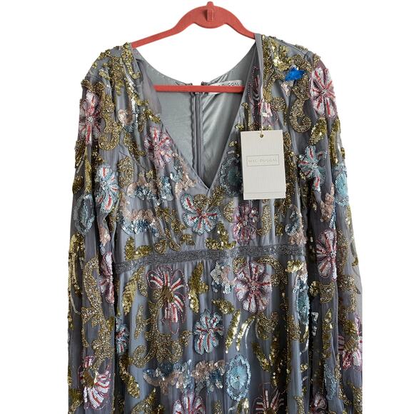 Gray Long Cuff Sleeve Embellished Midi
Dress 5423 Size 12 NWT - Picture 9 of 15